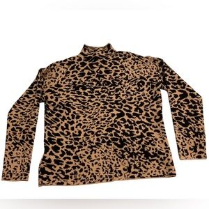 TAHARI Leopard Print Mock Neck Sweater - Size M